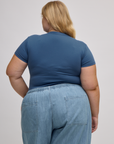 Back view of Baby Tee in French Blue on Juliet