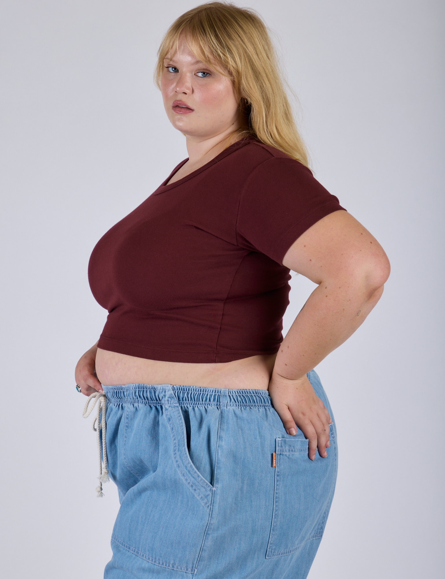 Cropped Baby Tee - Red Wine