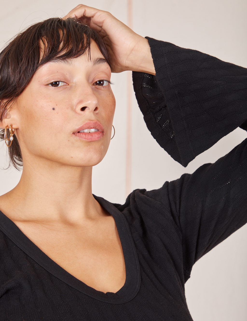 Bell Sleeve Top Basic Black BIG BUD PRESS bell-sleeve-top-basic-black-big-bud-press