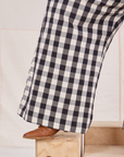 Wide Leg Trousers in Big Gingham pant leg close up on Catie