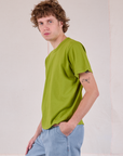 Burly Tee in Gross Green side view on Quinn