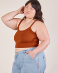 Cropped Cami in Burnt Terracotta angled front view on Ashley