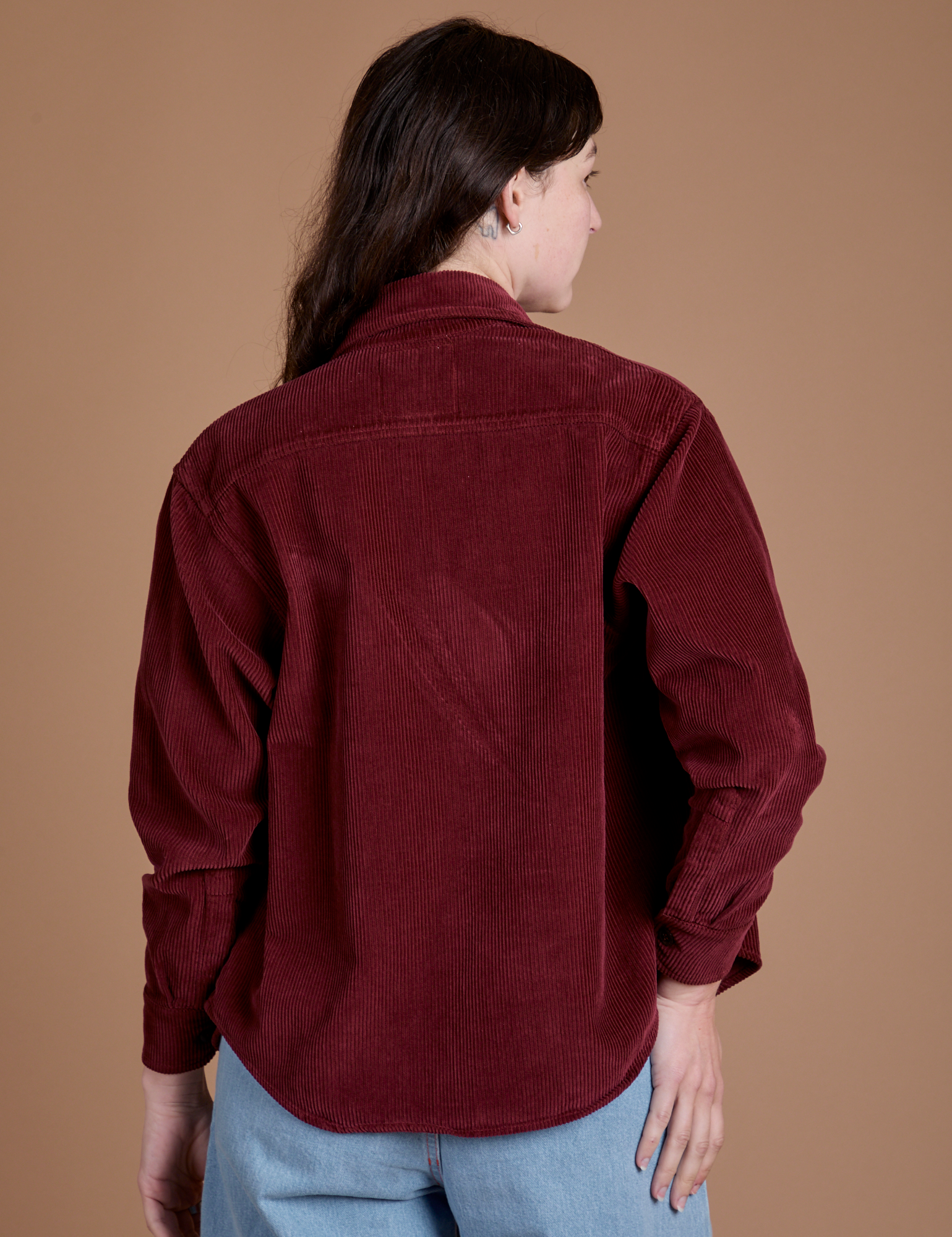 Cropped Corduroy Overshirt - Red Wine