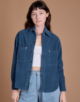 Cropped Corduroy Overshirt - French Blue