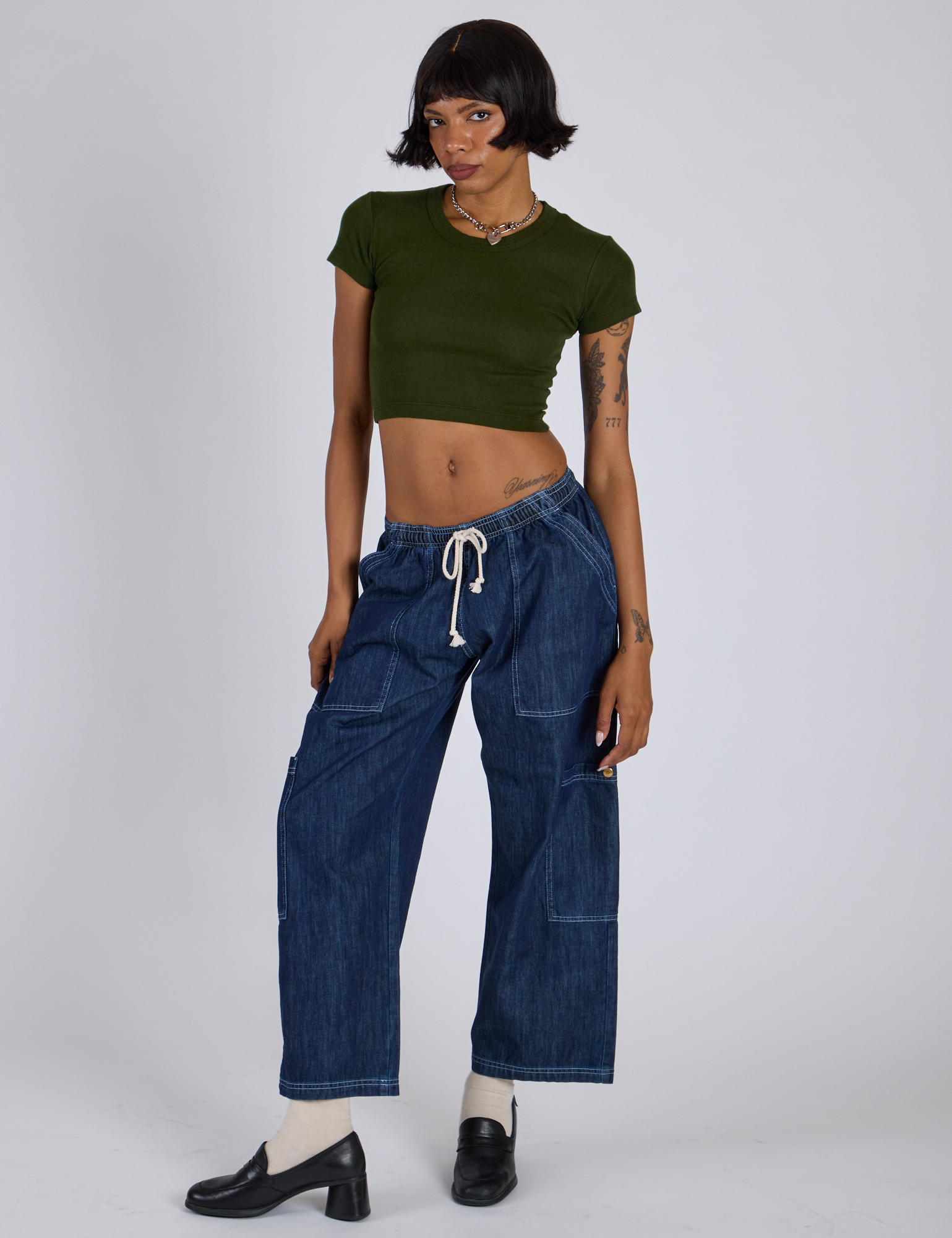 Cropped Baby Tee - Evergreen