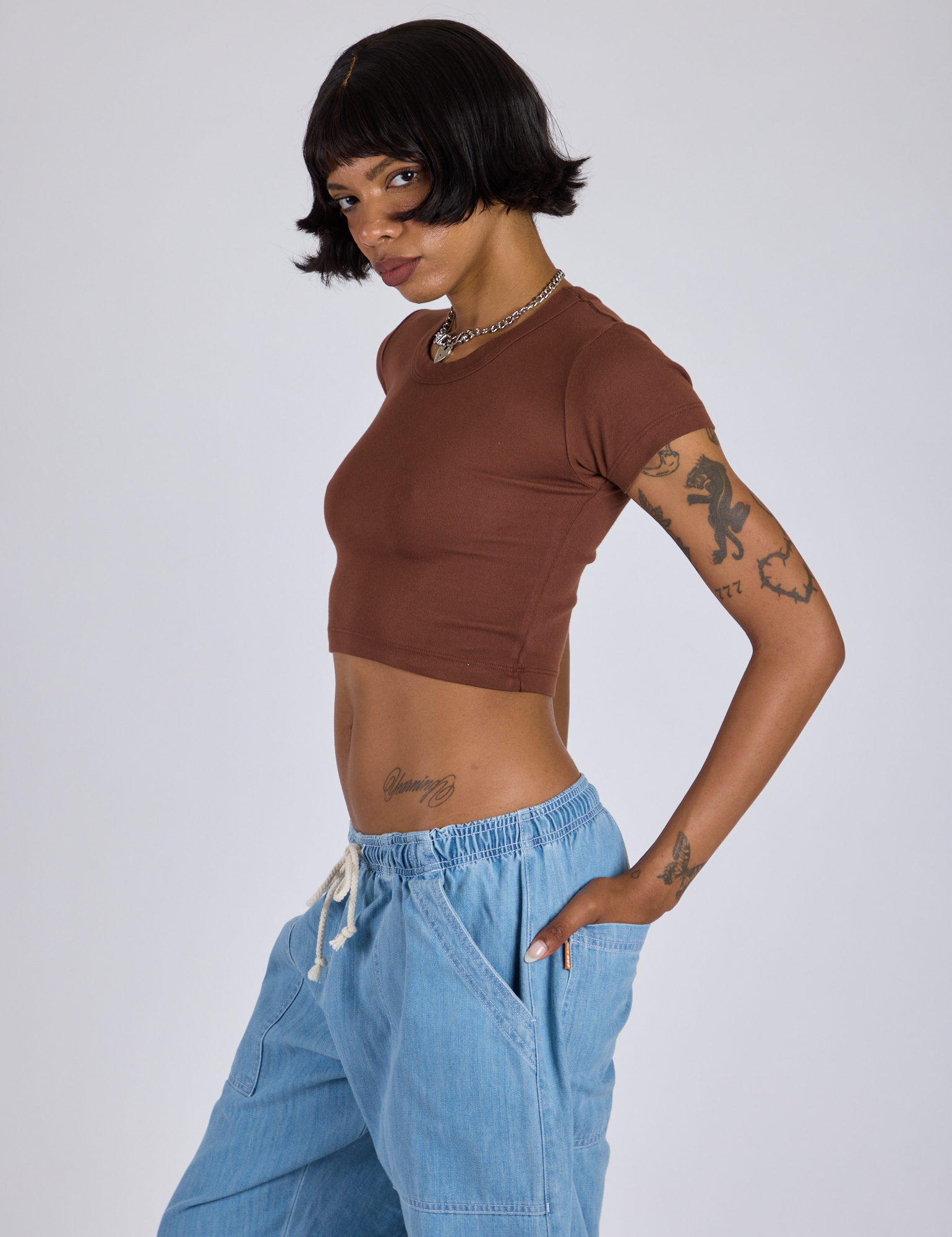 Cropped Baby Tee - Fudgesicle Brown