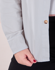 Cropped Overshirt in Stone White bottom front close up on Juliet