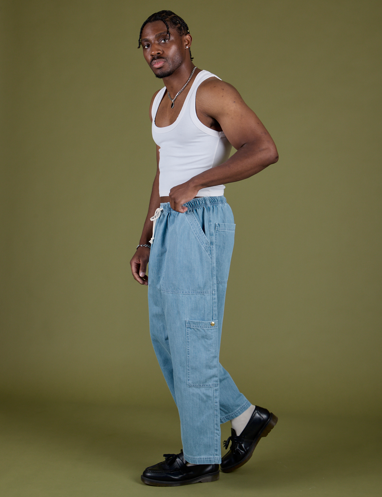 TRY-A-STYLE - Denim Drop Pocket Pants - Light Wash *FINAL SALE*
