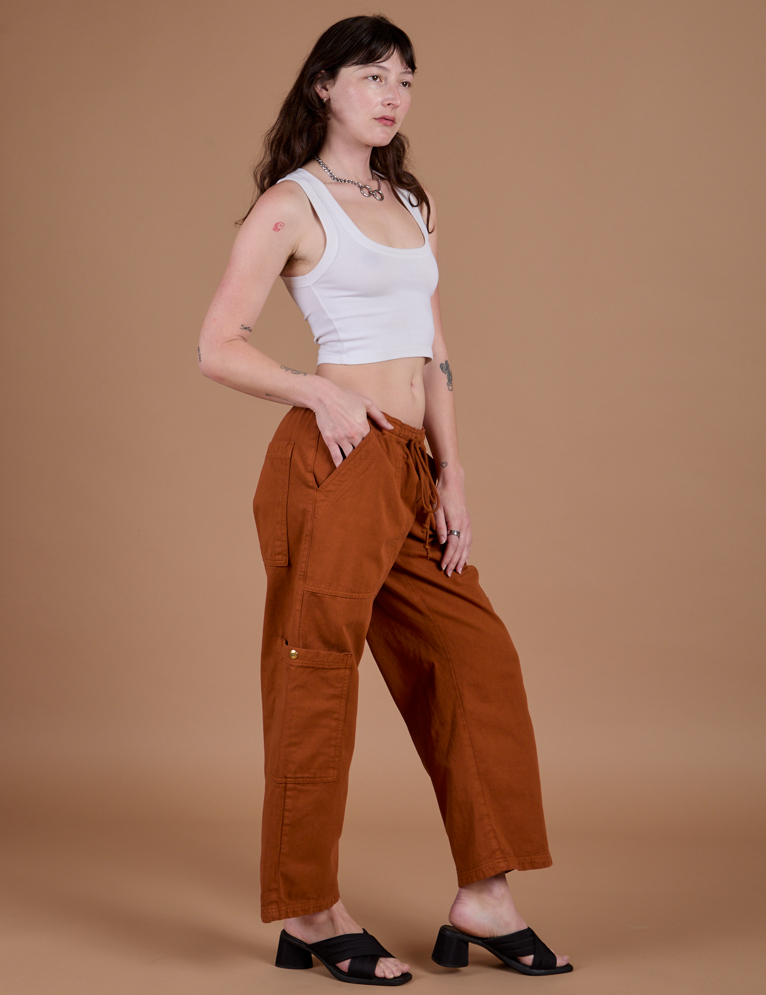 Drop Pocket Cargo Pants - Burnt Terracotta