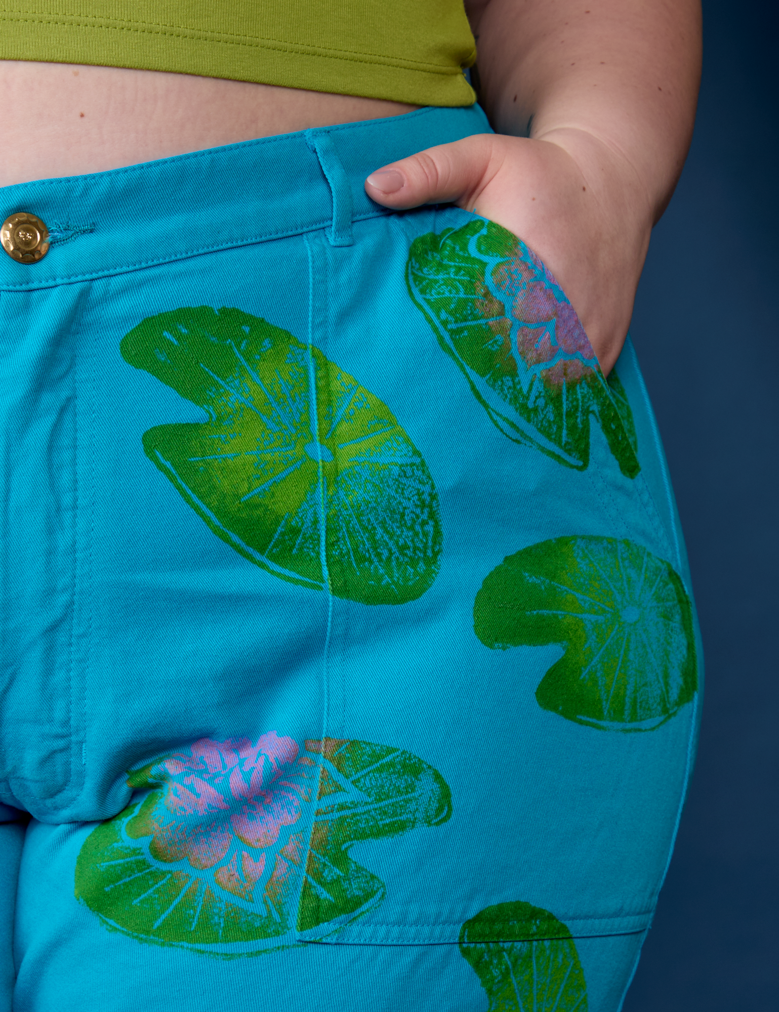 Paintstamped Work Pants - Lilypad