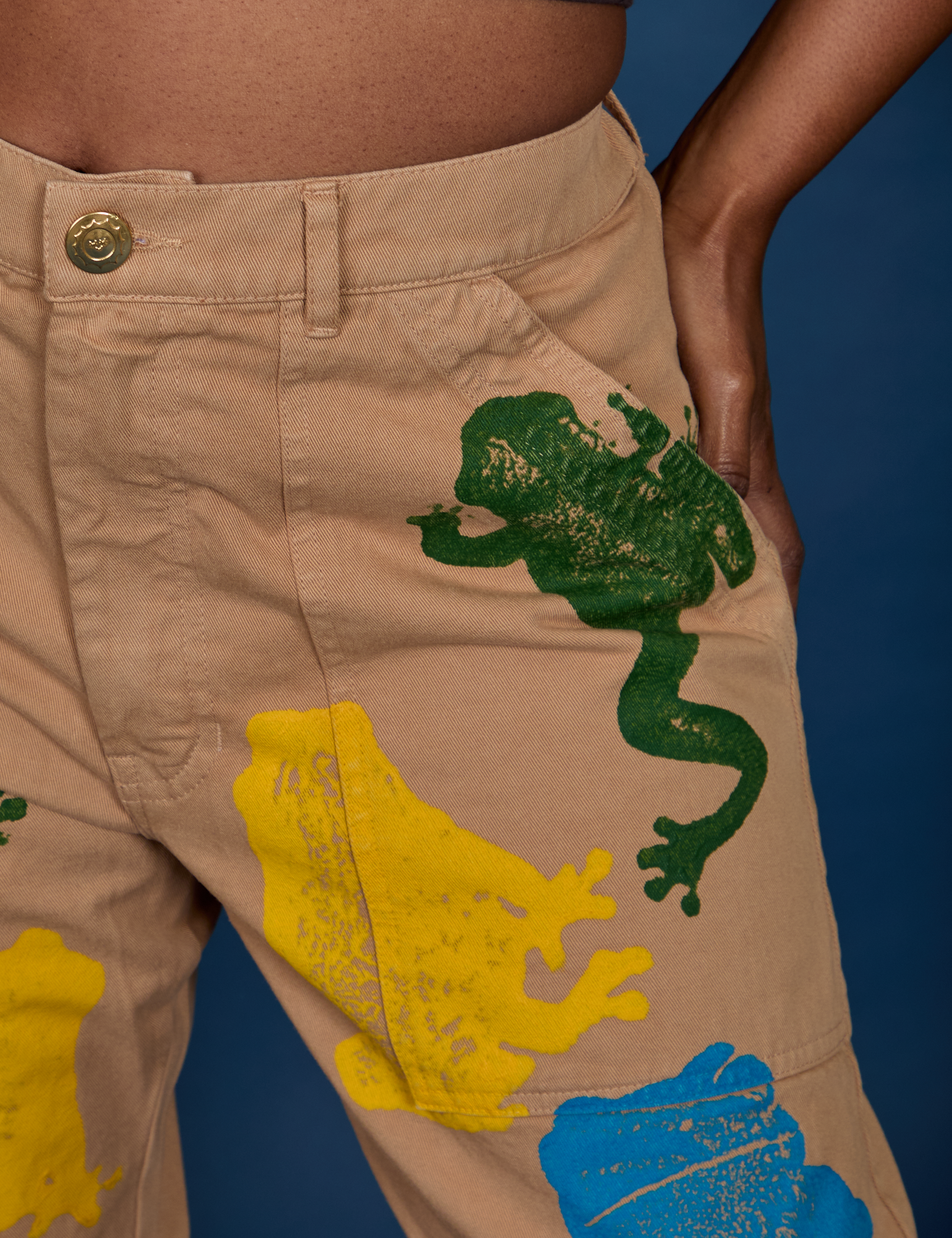 Paintstamped Work Pants - Froggy