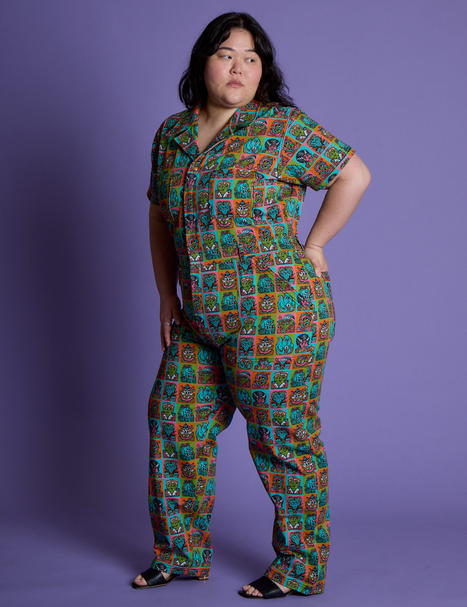 *PRE-ORDER* - Short Sleeve Jumpsuit - Halloween Icons