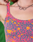 Front close up of Cami in Electric Leopard on Alex