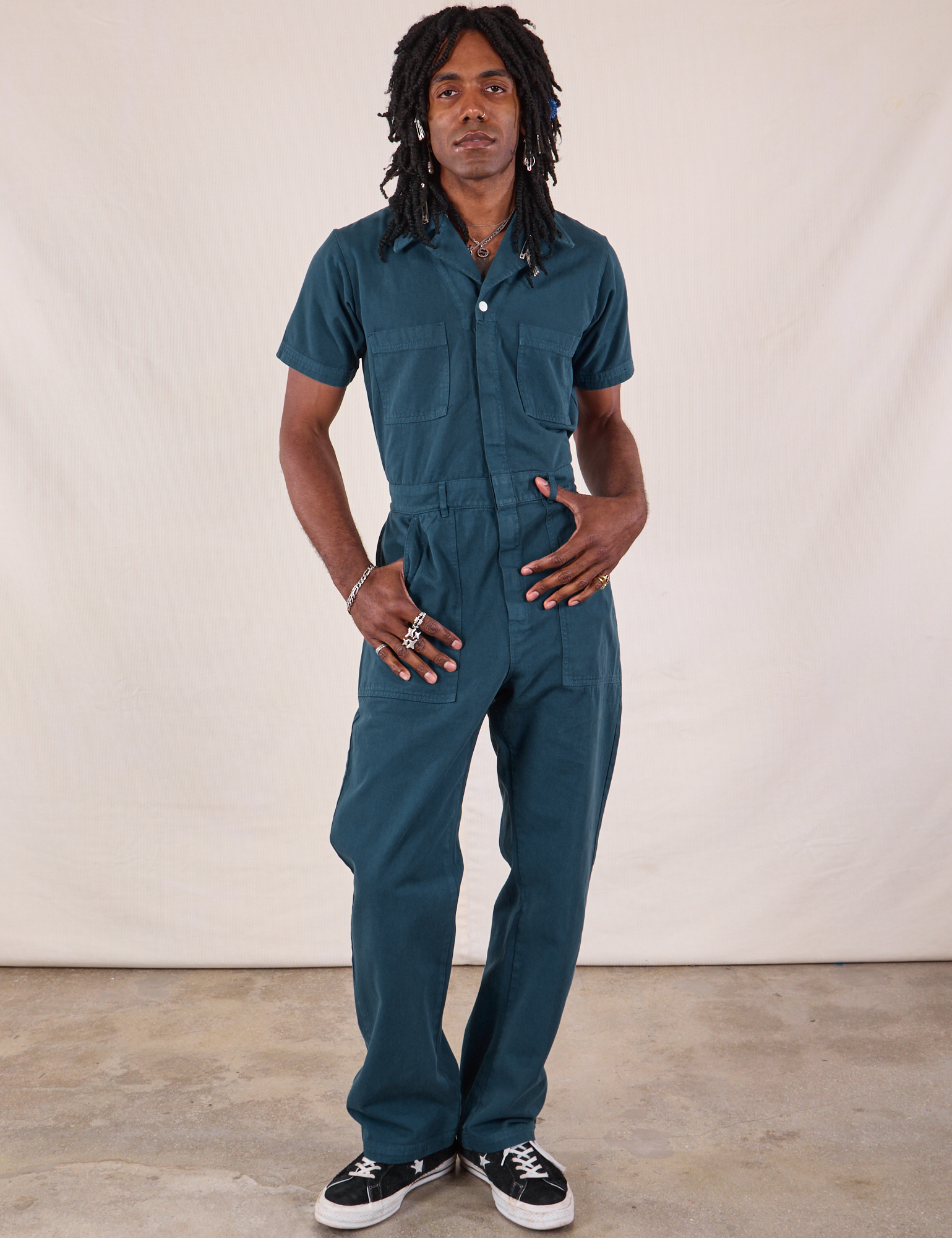 Long Jumpsuit in Lagoon worn by Jerrod