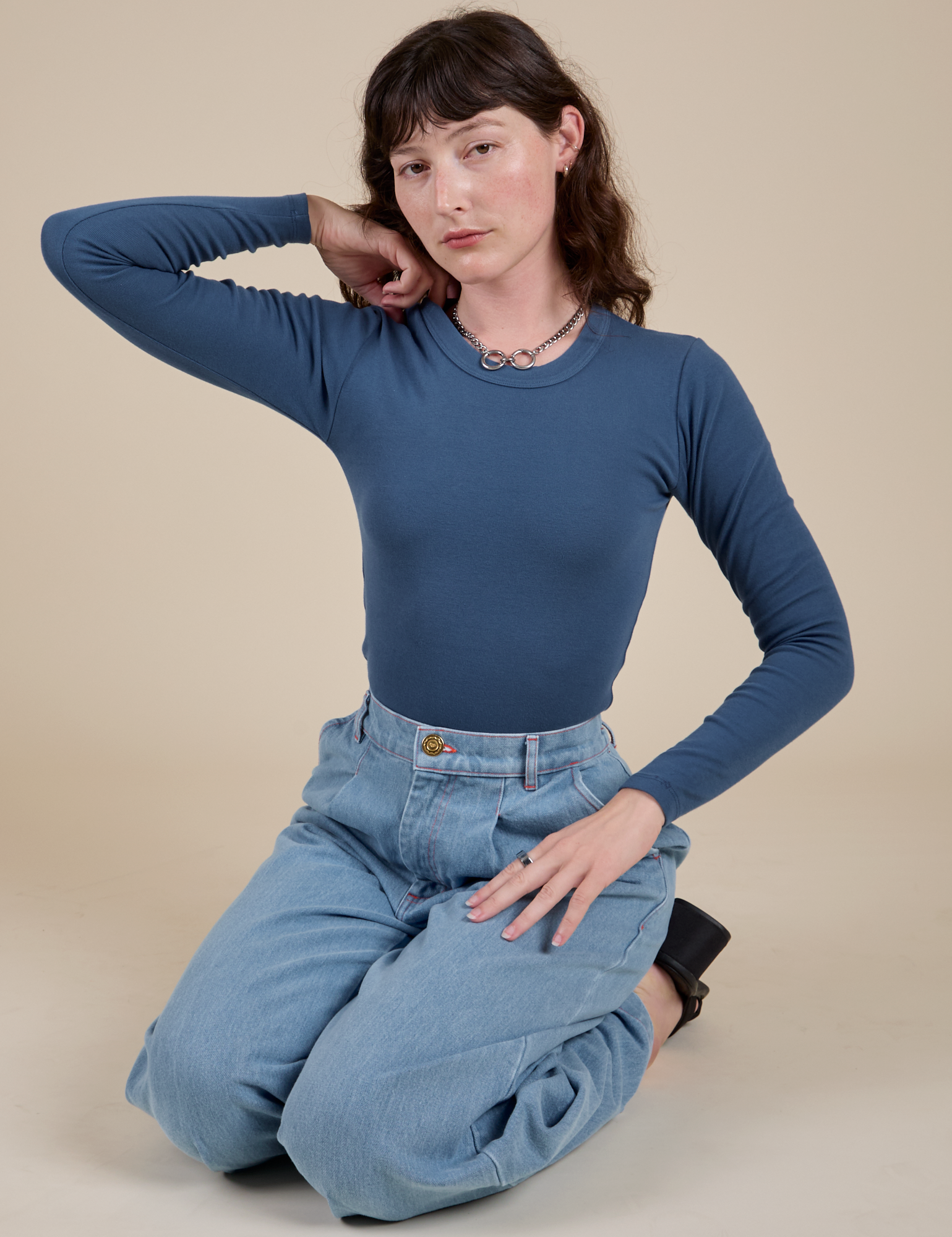 Long Sleeve Baby Tee - French Blue