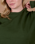 Long Sleeve Burly Tee in Evergreen front close up on Lish