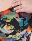 Front close up of Cropped Cami in Rainbow Magic Waters worn by Ashley