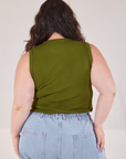 Muscle Tee in Summer Olive back view on Ashley