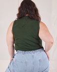 Muscle Tee in Swamp Green back view on Ashley