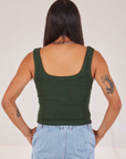 Square Neck Tank in Swamp Green back view on Anthony