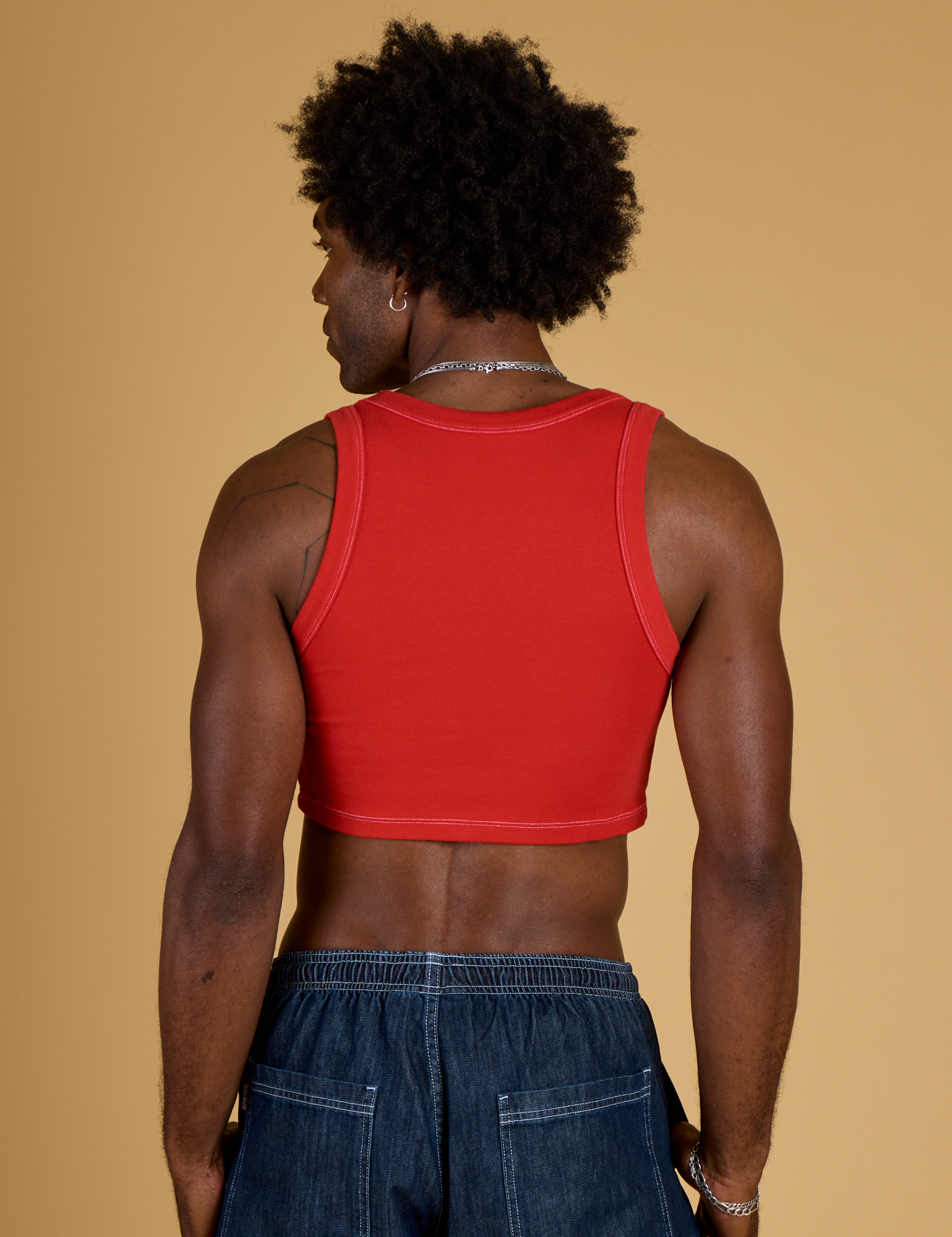 Contrast Stitch Mini Tank - Mustang Red
