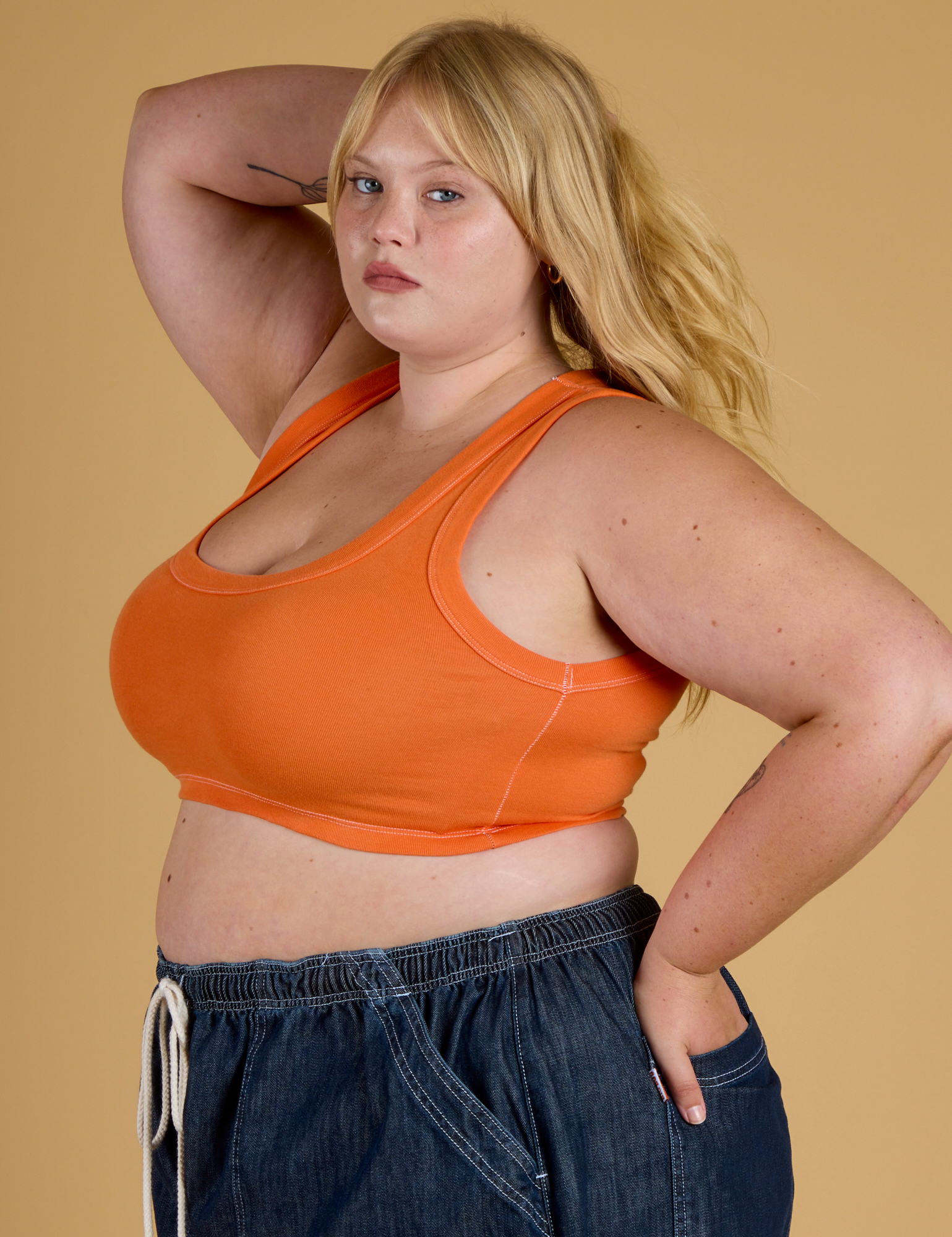 Contrast Stitch Mini Tank - Construction Orange