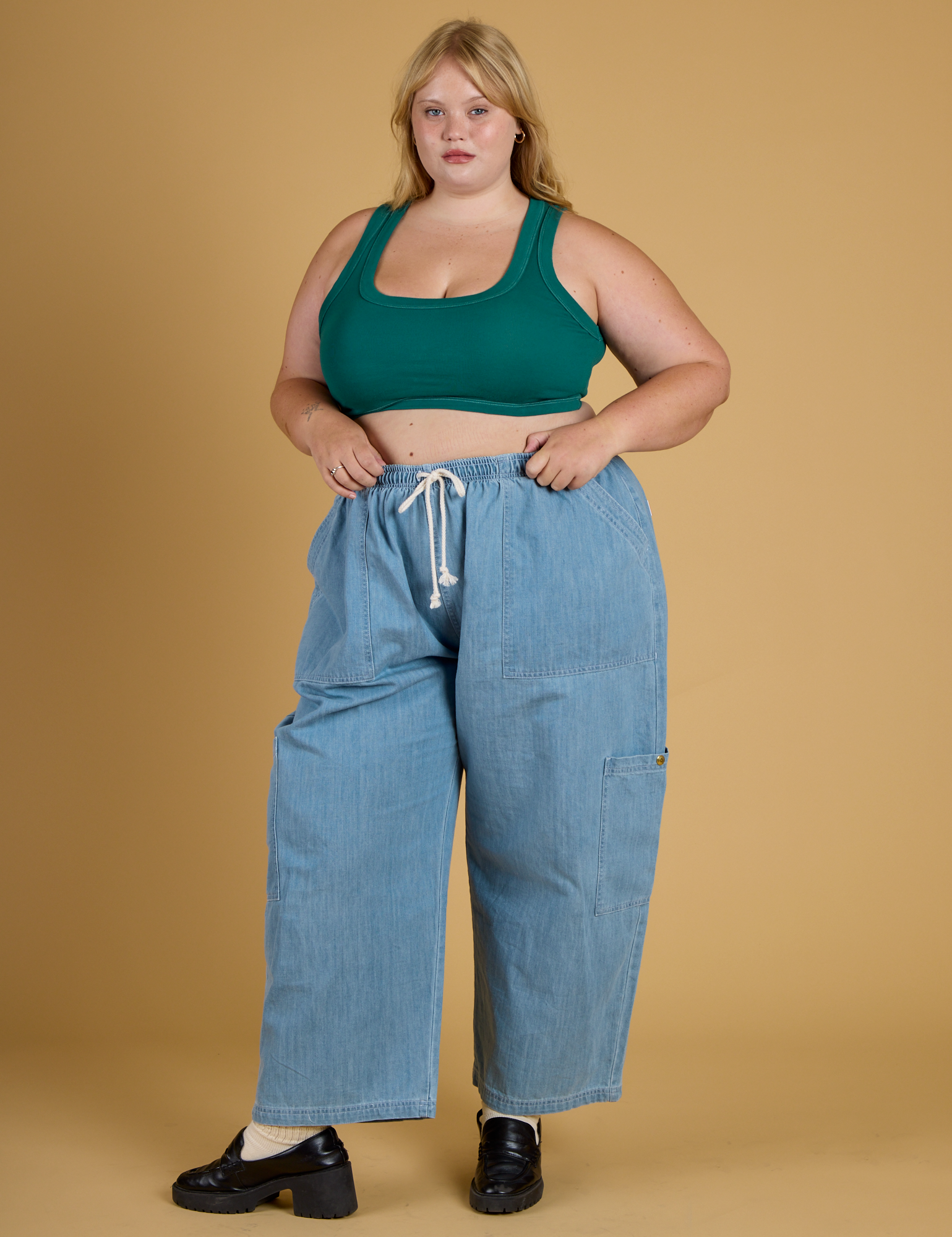 Contrast Stitch Mini Tank - Hunter Green