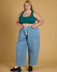 Contrast Stitch Mini Tank - Hunter Green