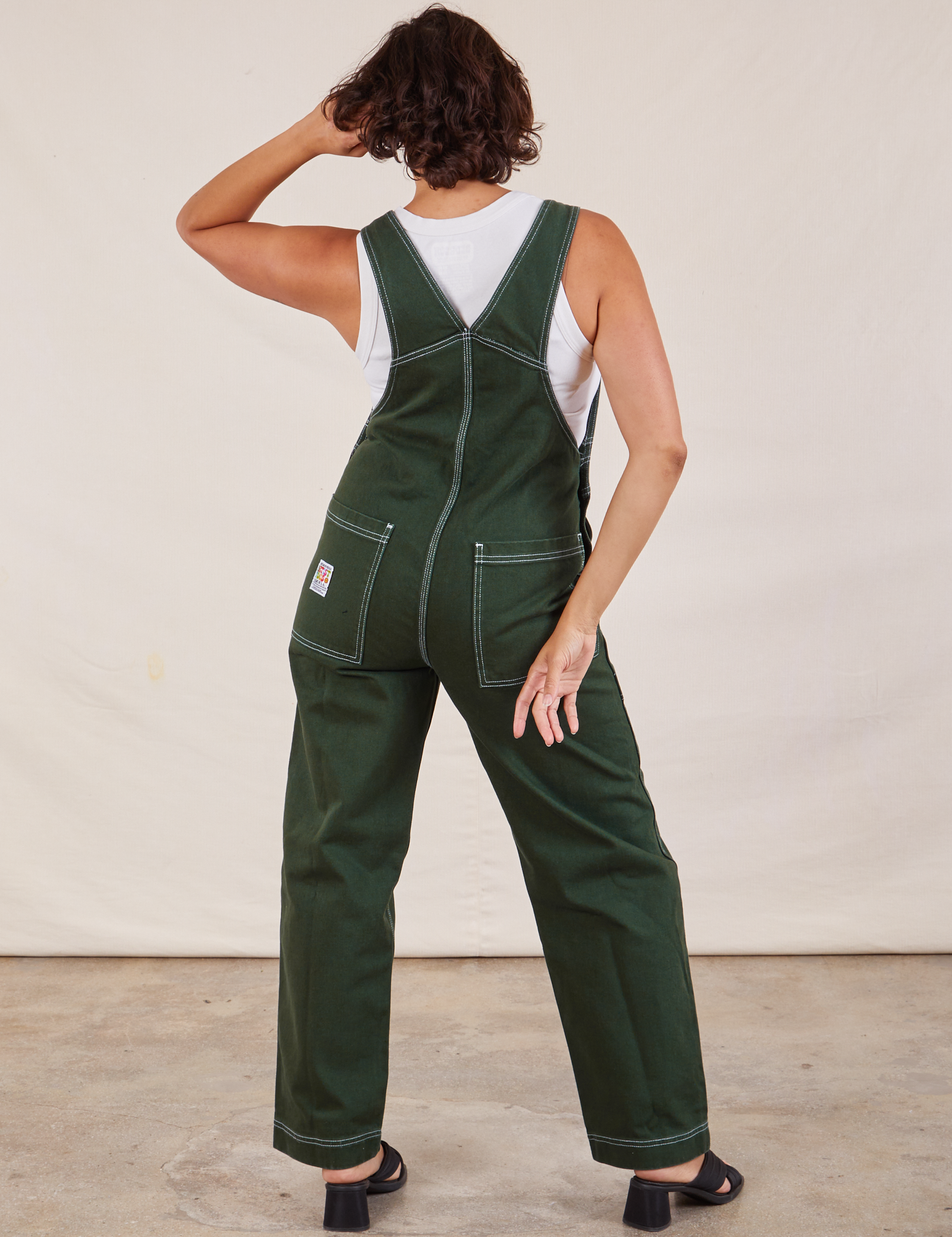 Original Overalls in Swamp Green back view on Tiara