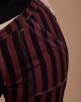 Black Stripe Work Pants - Red Wine
