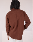 Twill Overshirt in Fudgesicle Brown back view on Jerrod