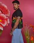 Paintstamped Pantry Button-Up in Poppy side view on Jesse
