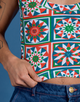 Cropped Tank Top - Quilt Print