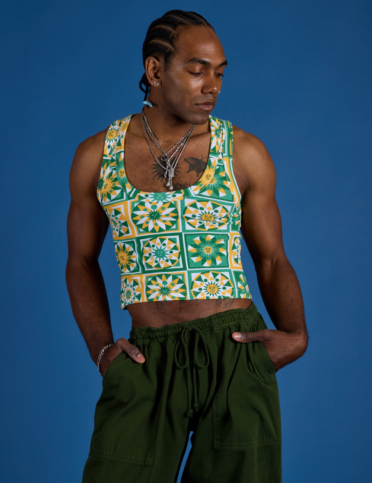 Cropped Tank Top - Spring Quilt Print
