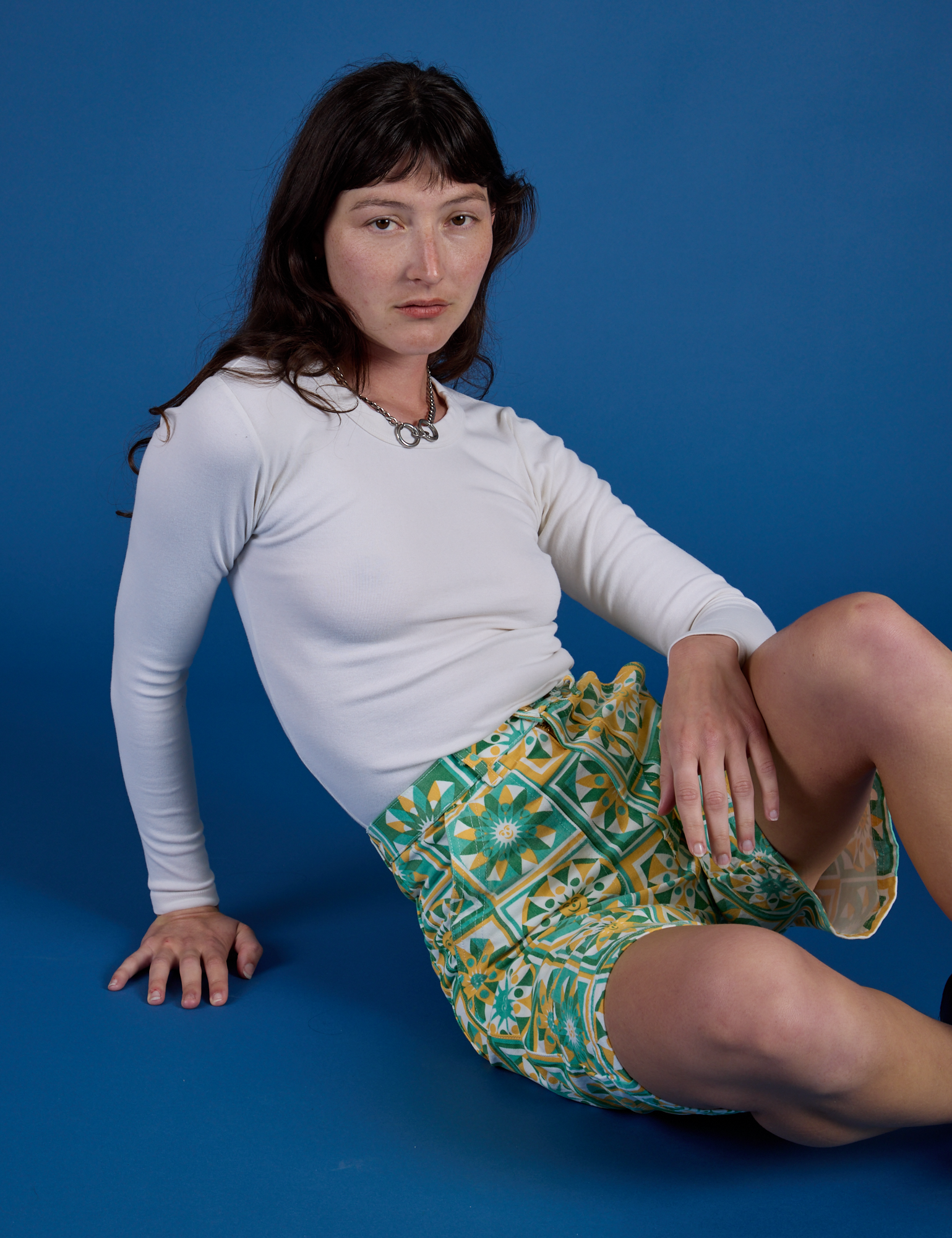 Longline Work Shorts - Spring Quilt Print