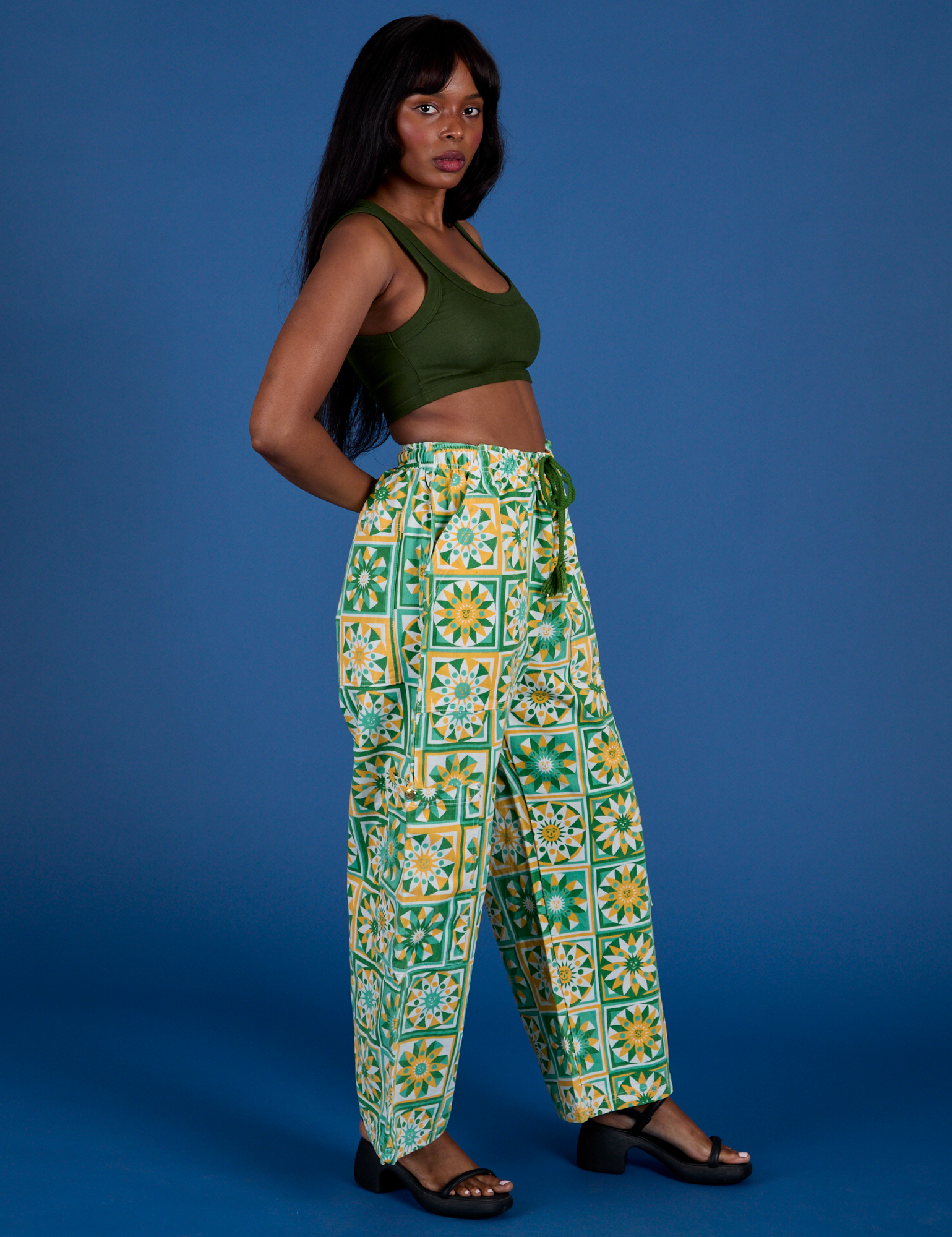 Drop Pocket Cargo Pants - Spring Quilt Print