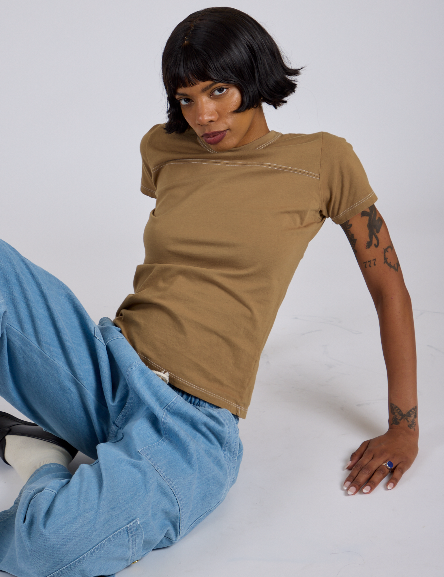 Jr. Varsity Tee in Desert Brown on Kira