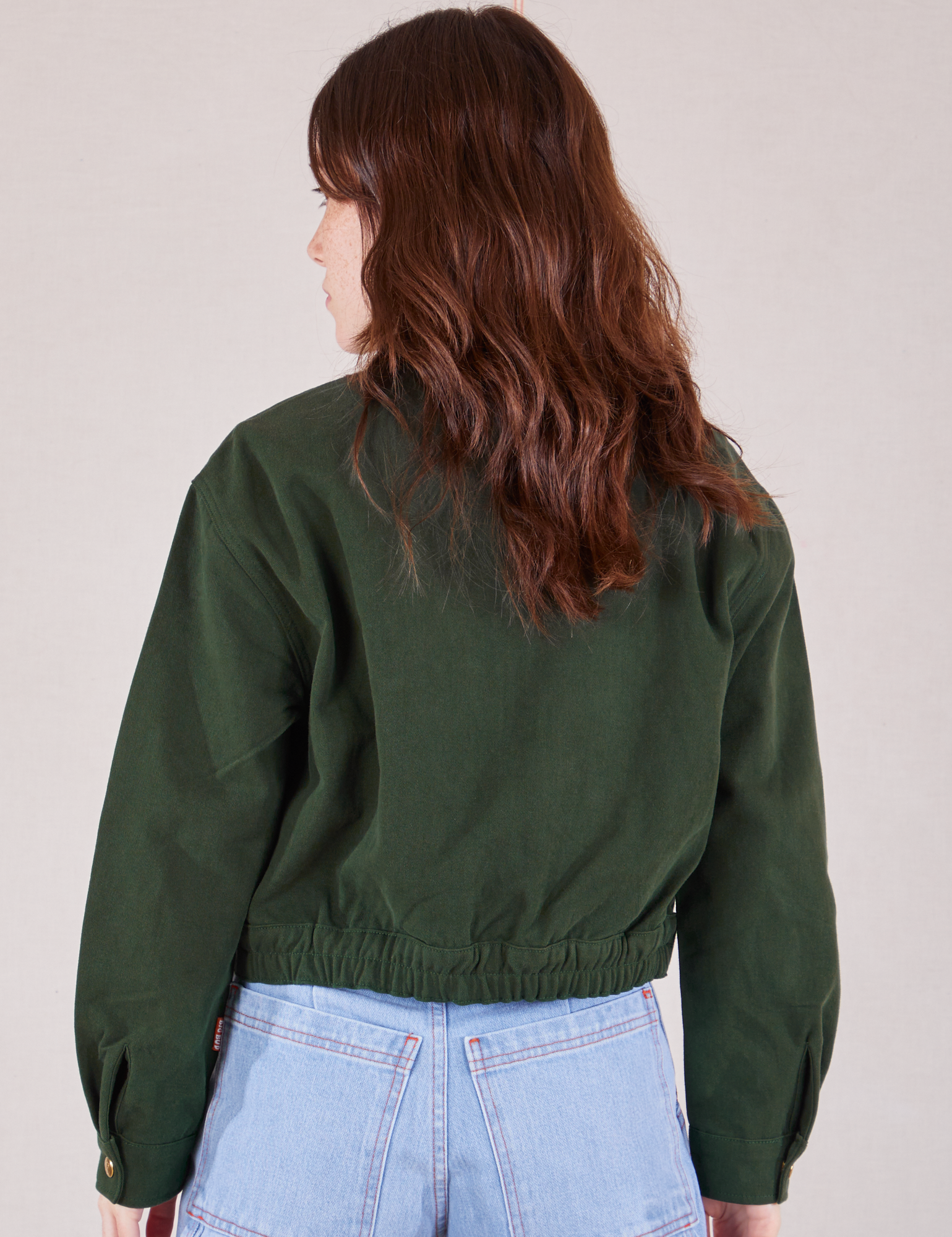 Ricky Jacket in Swamp Green back view on Hana