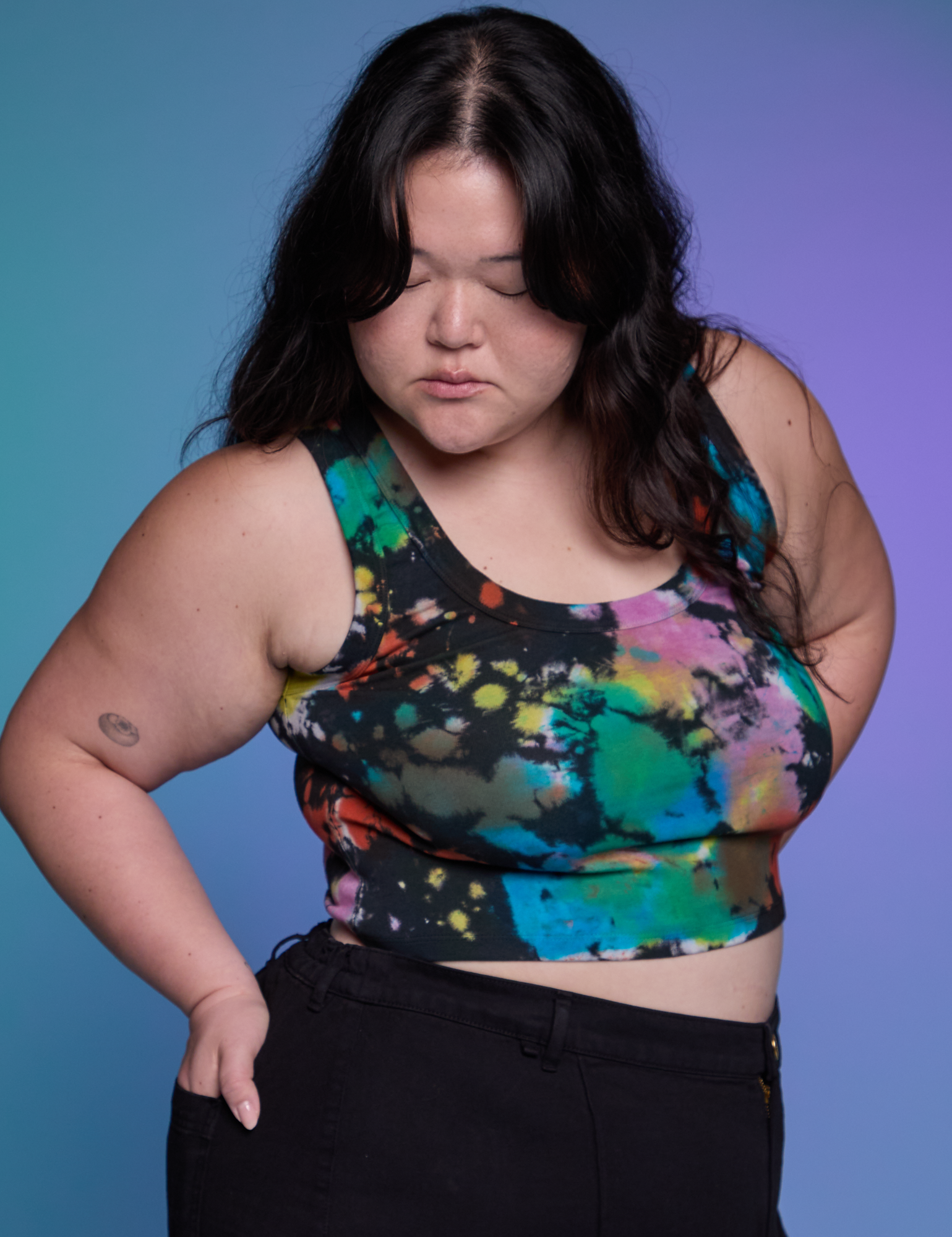 Rainbow Magic Waters Cropped Tank on Ashley