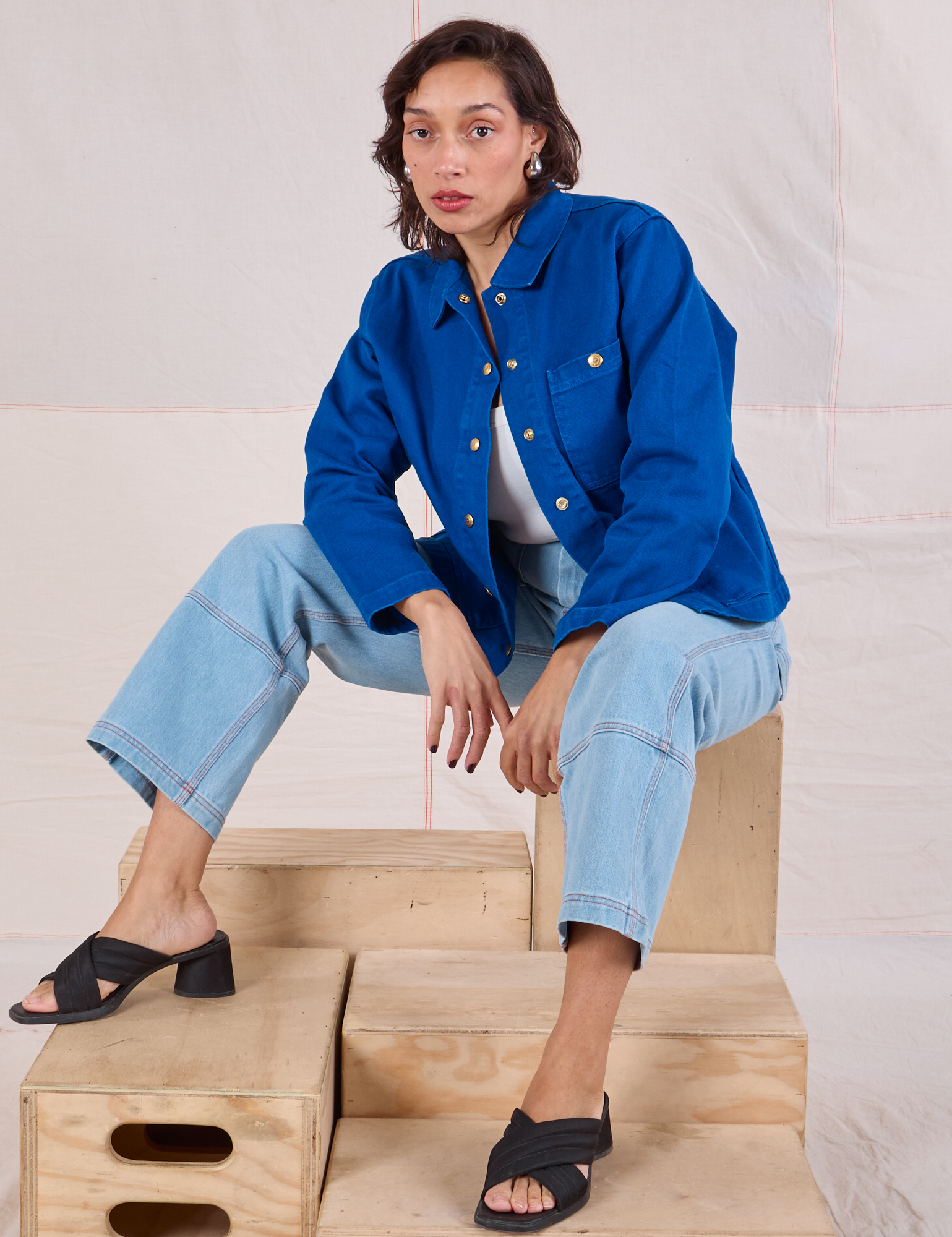 Denim Work Jacket in Royal Blue on Tiara