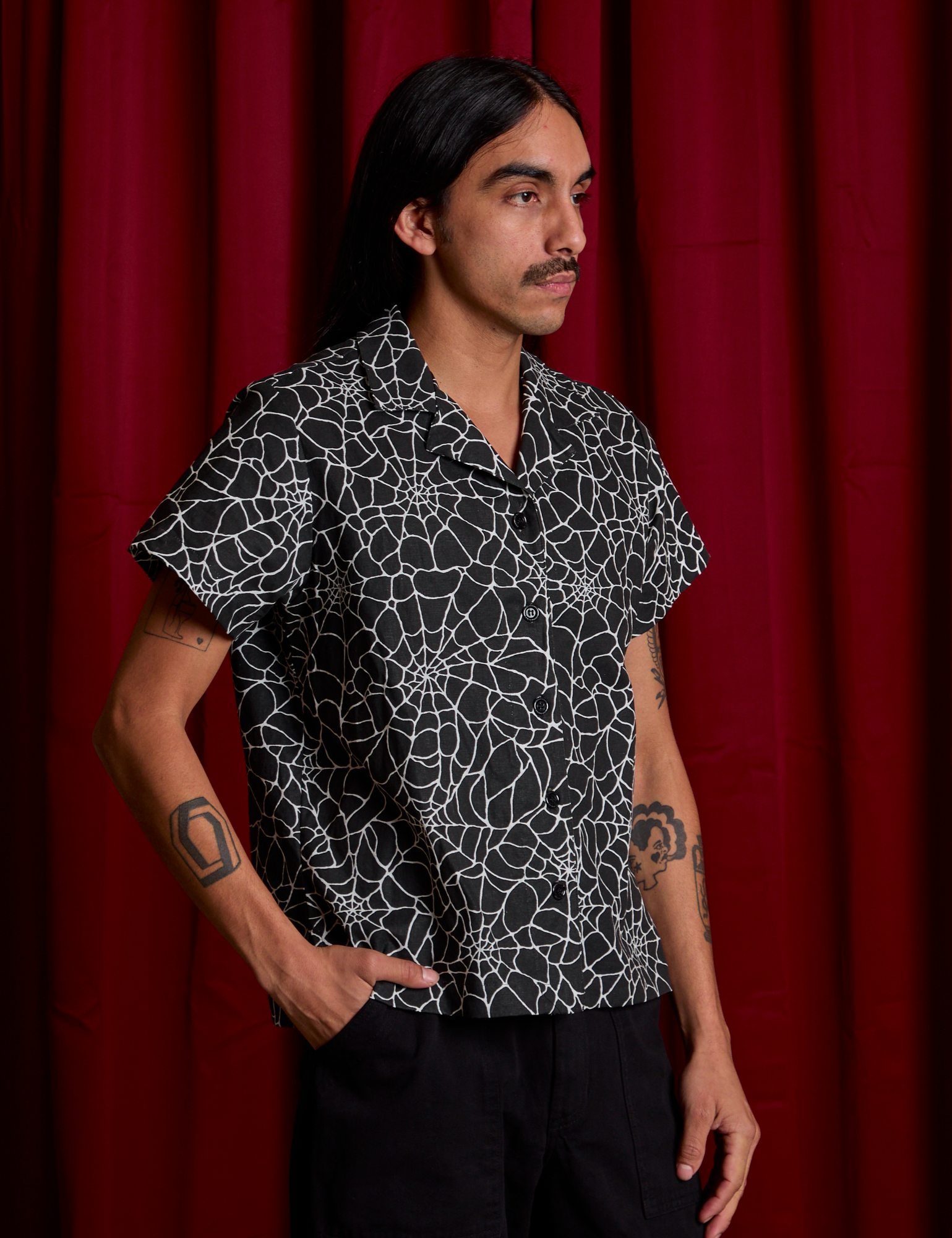 Angled front view of Spider Webs Pantry Button-Up