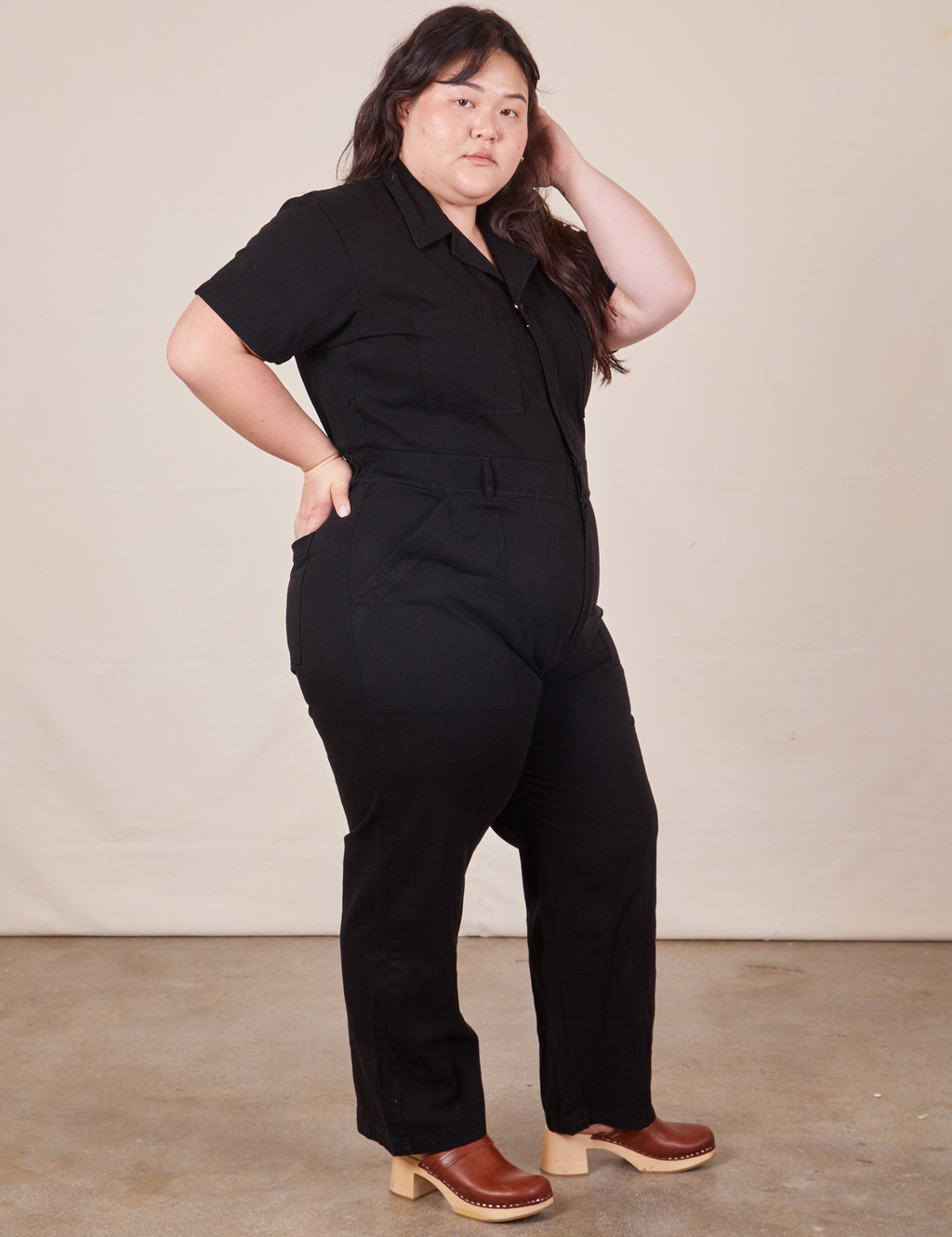 Short Sleeve Jumpsuit Basic Black BIG BUD PRESS