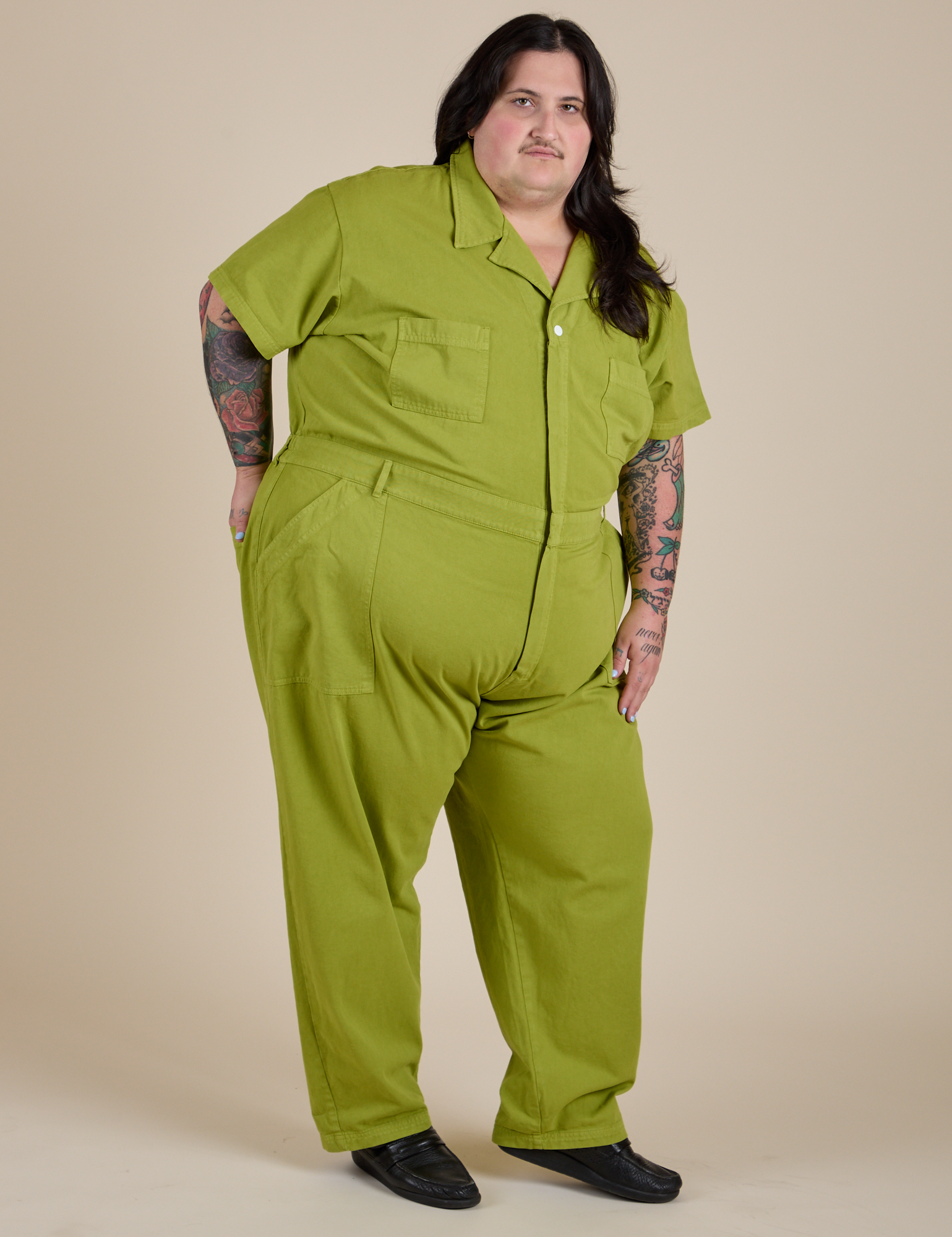 Short Sleeve Jumpsuit - Gross Green