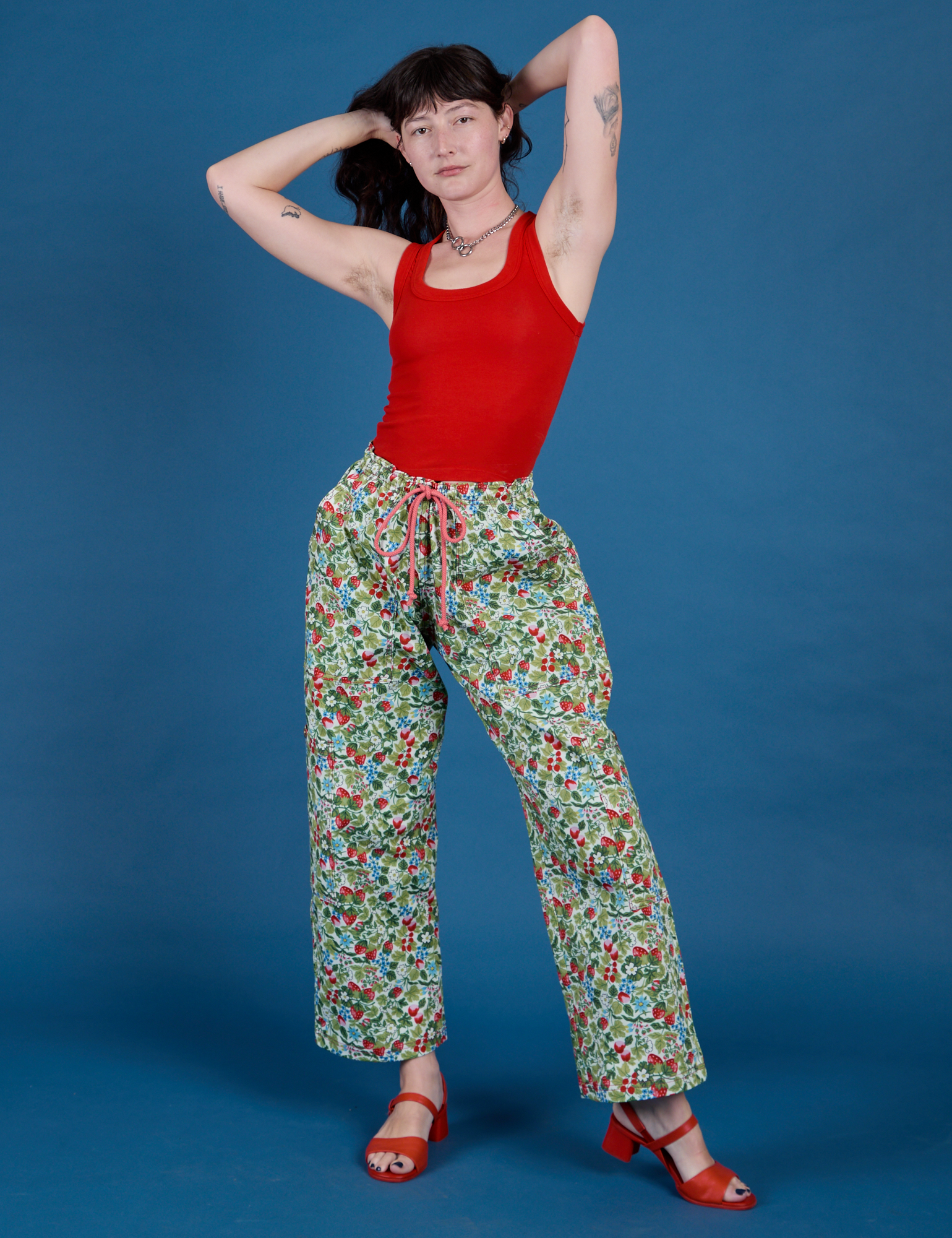 **PRE-ORDER - Ships 6-10 Weeks**  Strawberry Blossom Drop Pocket Cargo Pants