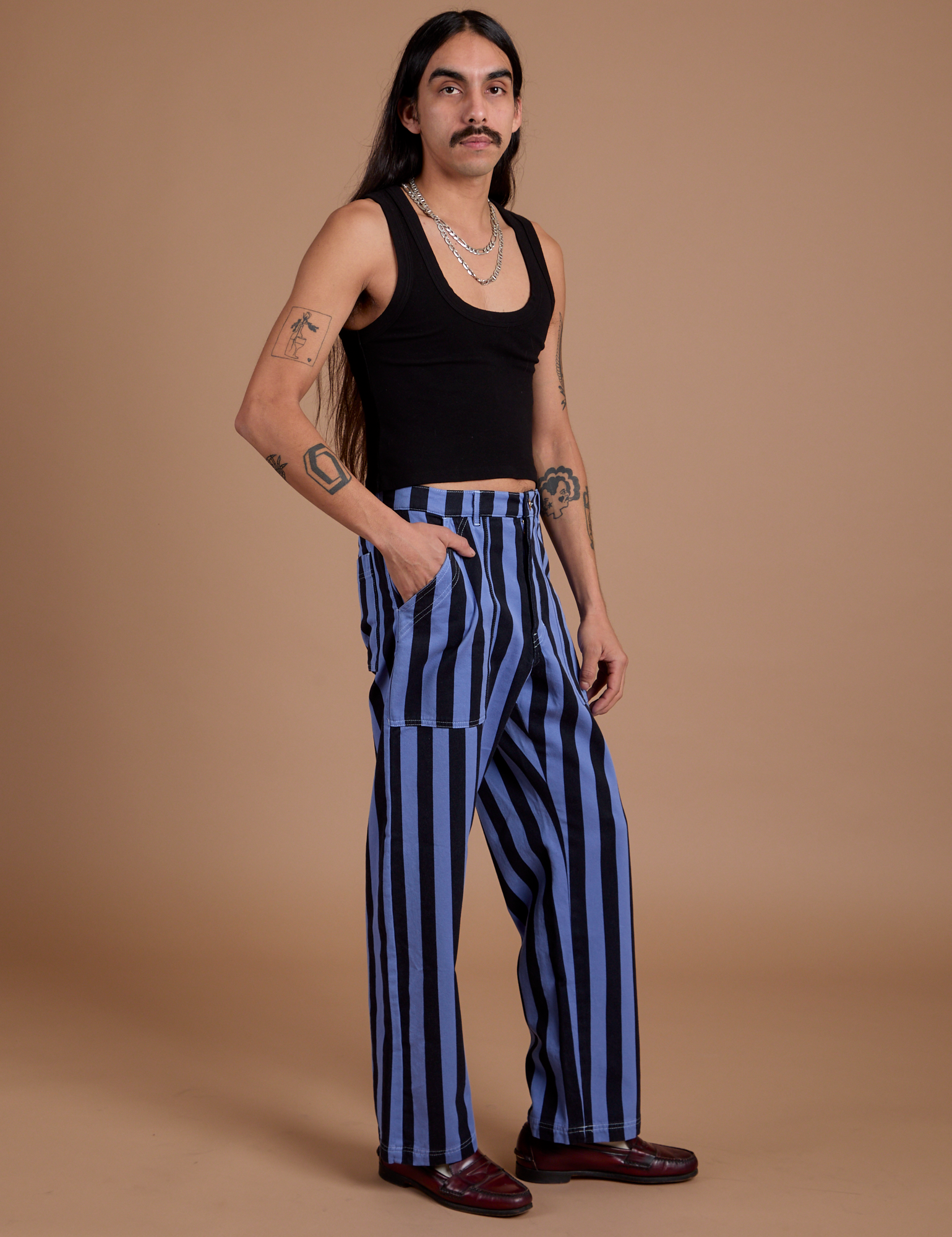 Black Stripe Work Pants - Cornflower Blue – BIG BUD PRESS