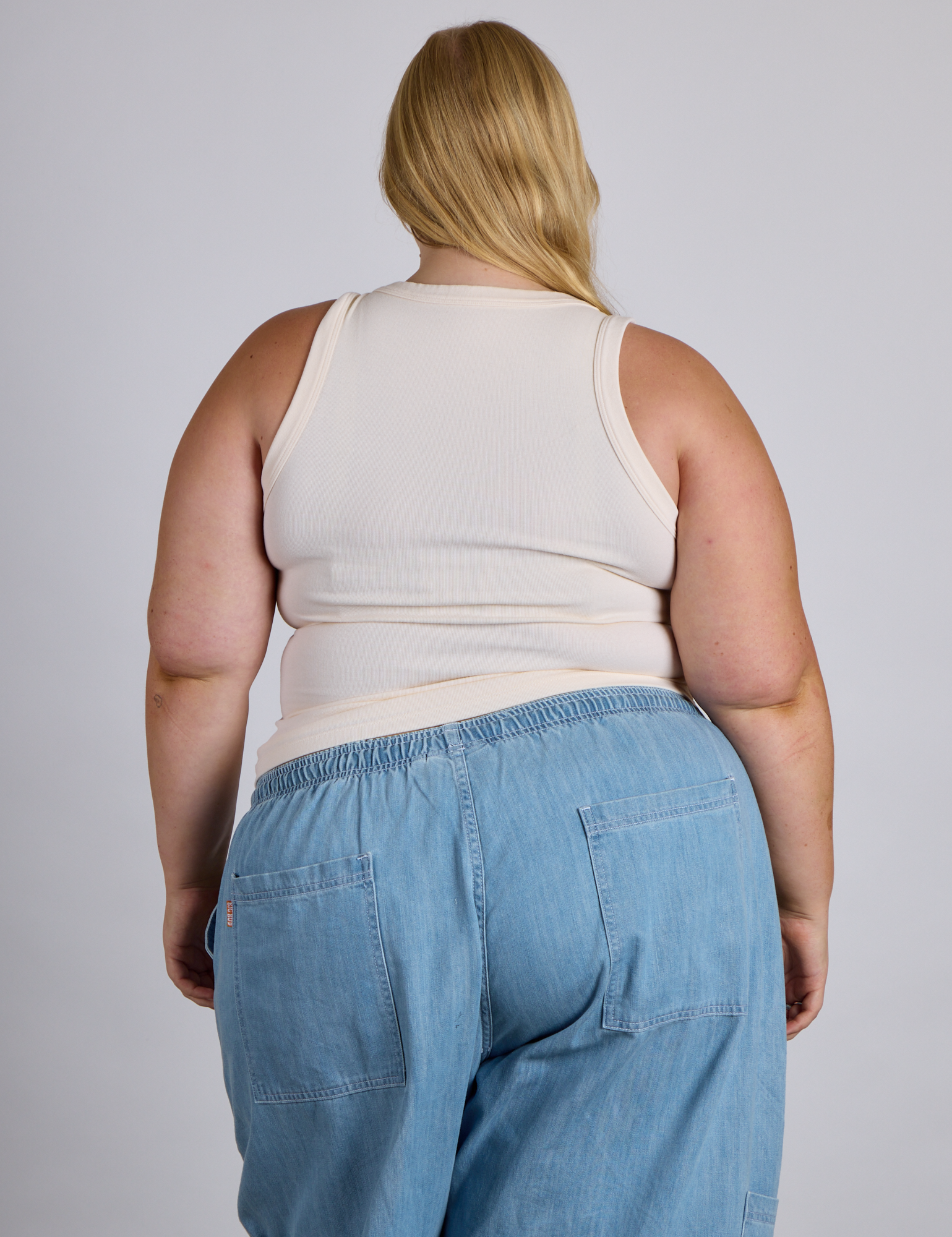 Back view of The Tank Top in Vintage Tee Off-White on Juliet
