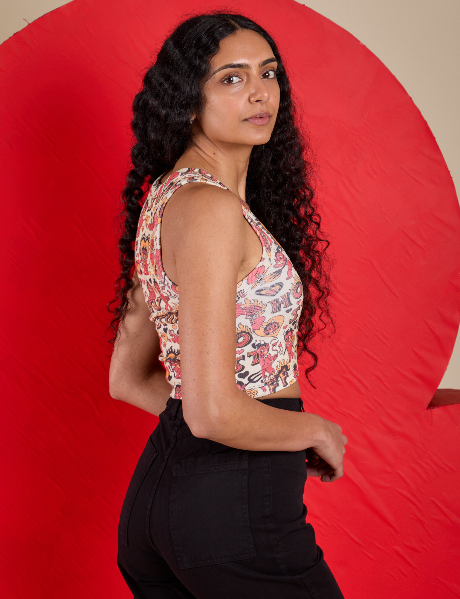 Cropped Tank Top - Hot Stuff Print