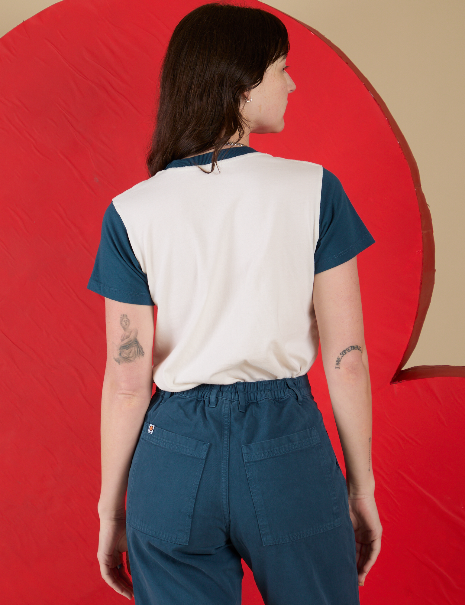 Vintage Tee in Angel back view on Alex