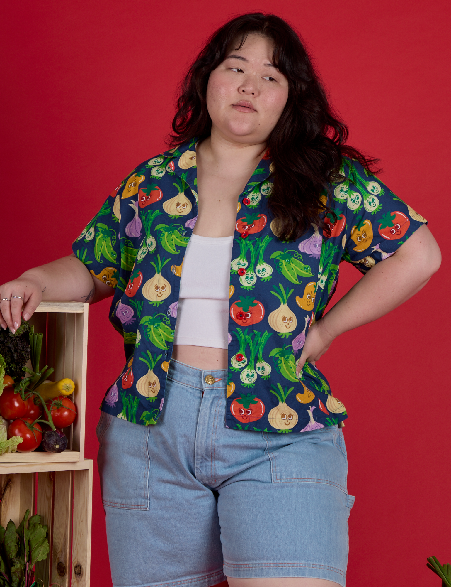 Veggie Village Pantry Button-Up