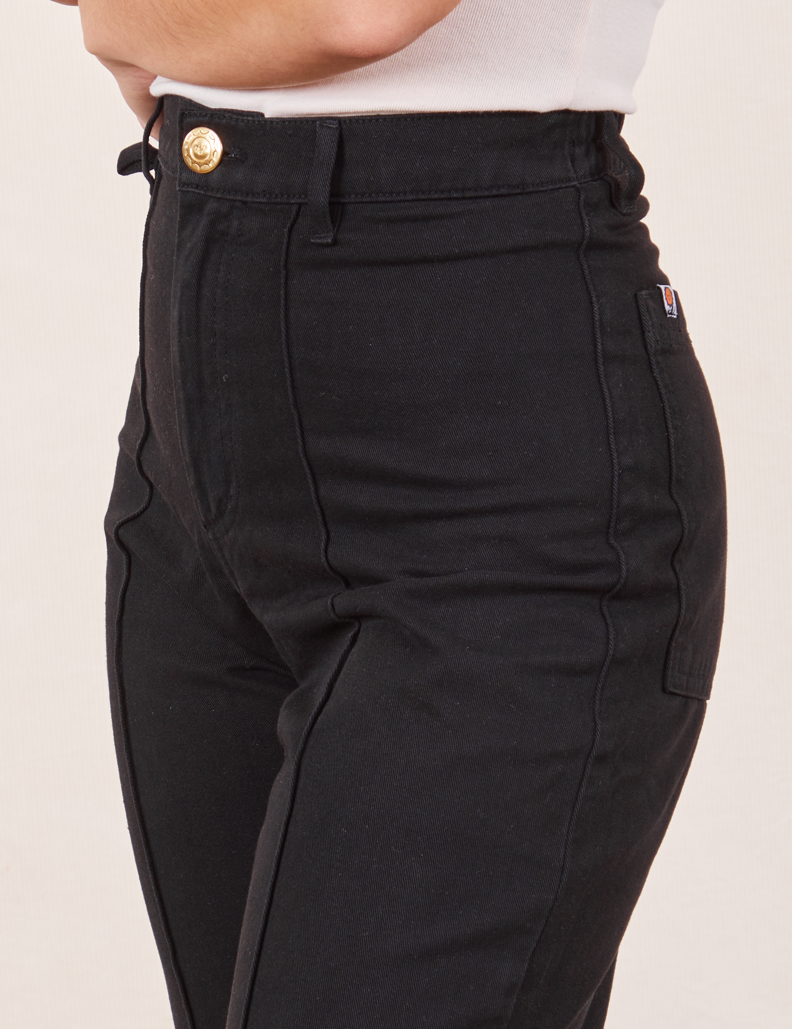 Side close up of Western Pants in Basic Black worn by Soraya